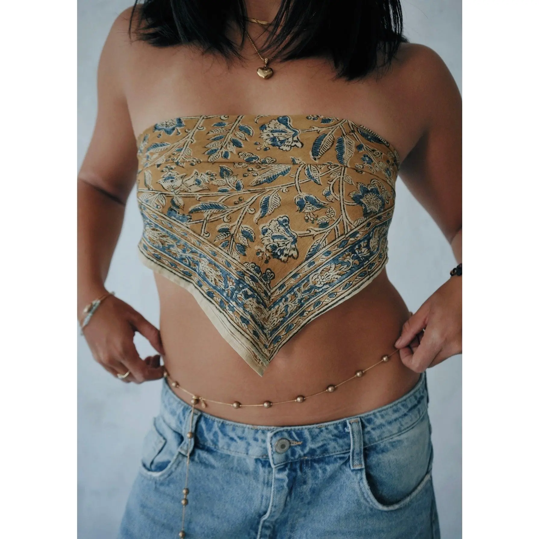Sapphire Bloom - Kalamkari Cotton Bandana