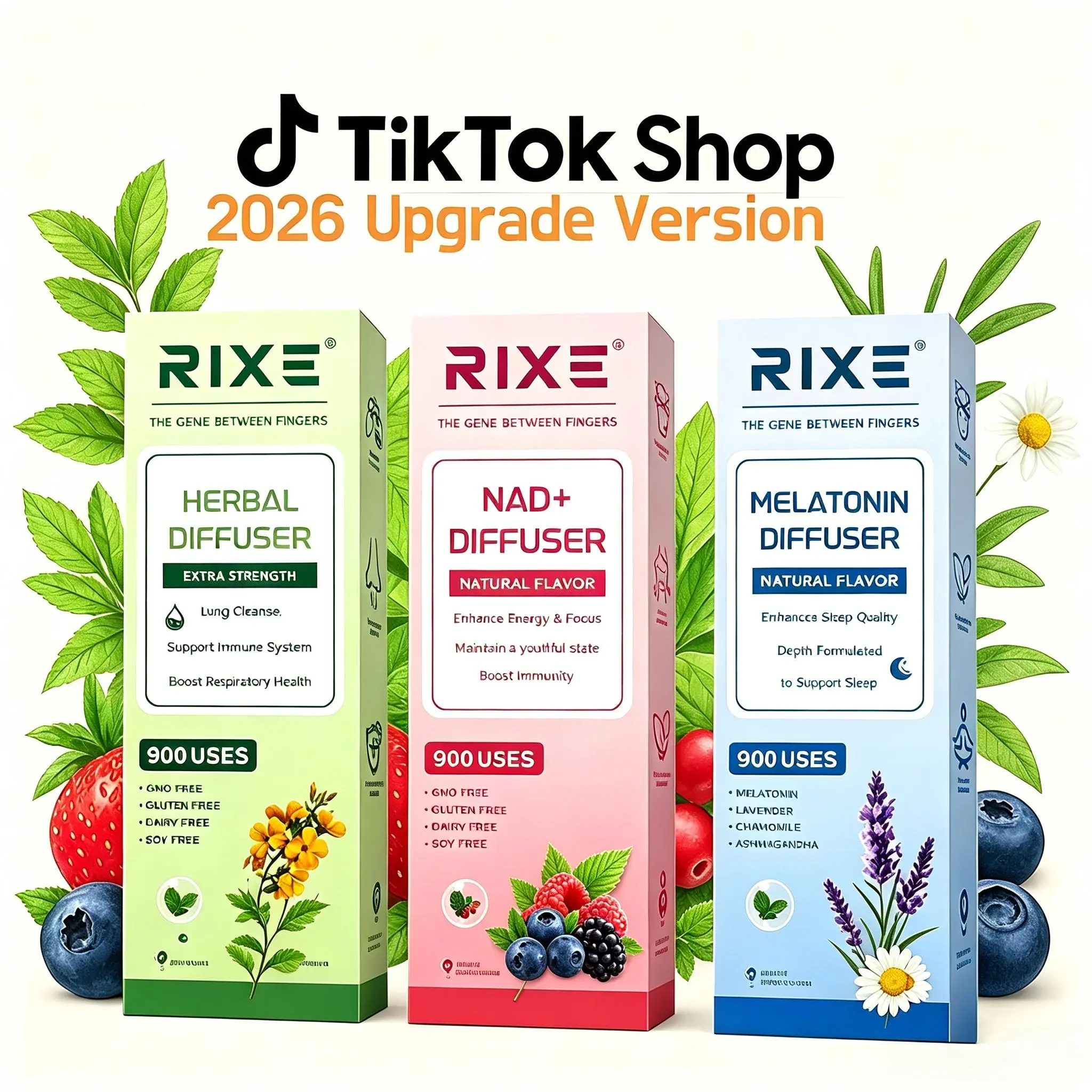 Multi-Flavor RIXE Energy Bars – Watermelon, Lavender, Mullein Mint, NAD+ & Energy Complex