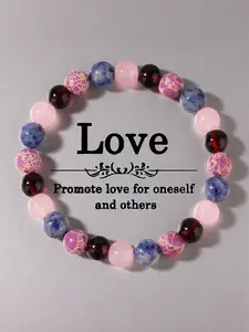 Natural Crystal Stone Beaded Bracelet, Promotes Love for Self and Others, Spiritual Jewelry, Perfect Gift for Friends, Crystal Bracelets