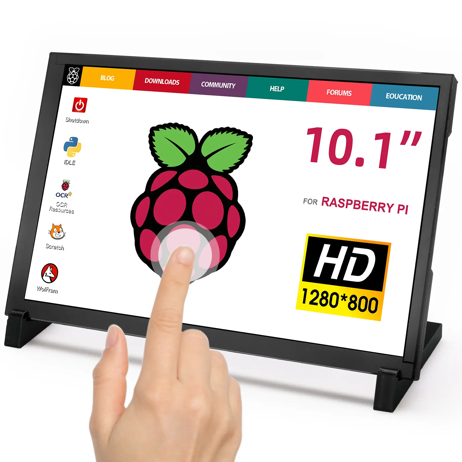 ELECROW 10 Inch Touchscreen Monitor, 1280x800 IPS LCD HD Display with Stand, Portable Capacitive Touch Screen Compatible for Raspberry Pi 3/4/5, Win 11/10/8/7, Jetson Nano, laptops, Game Consoles