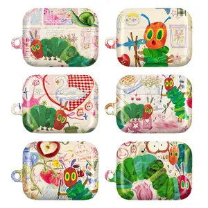 Whimsical Caterpillar AirPods Case – Cute Colorful Hungry Caterpillar Collage Art, Vintage Storybook Aesthetic Cover for AirPods 1 2 3 4, AirPods Pro 1 2 3, Kawaii Gift
