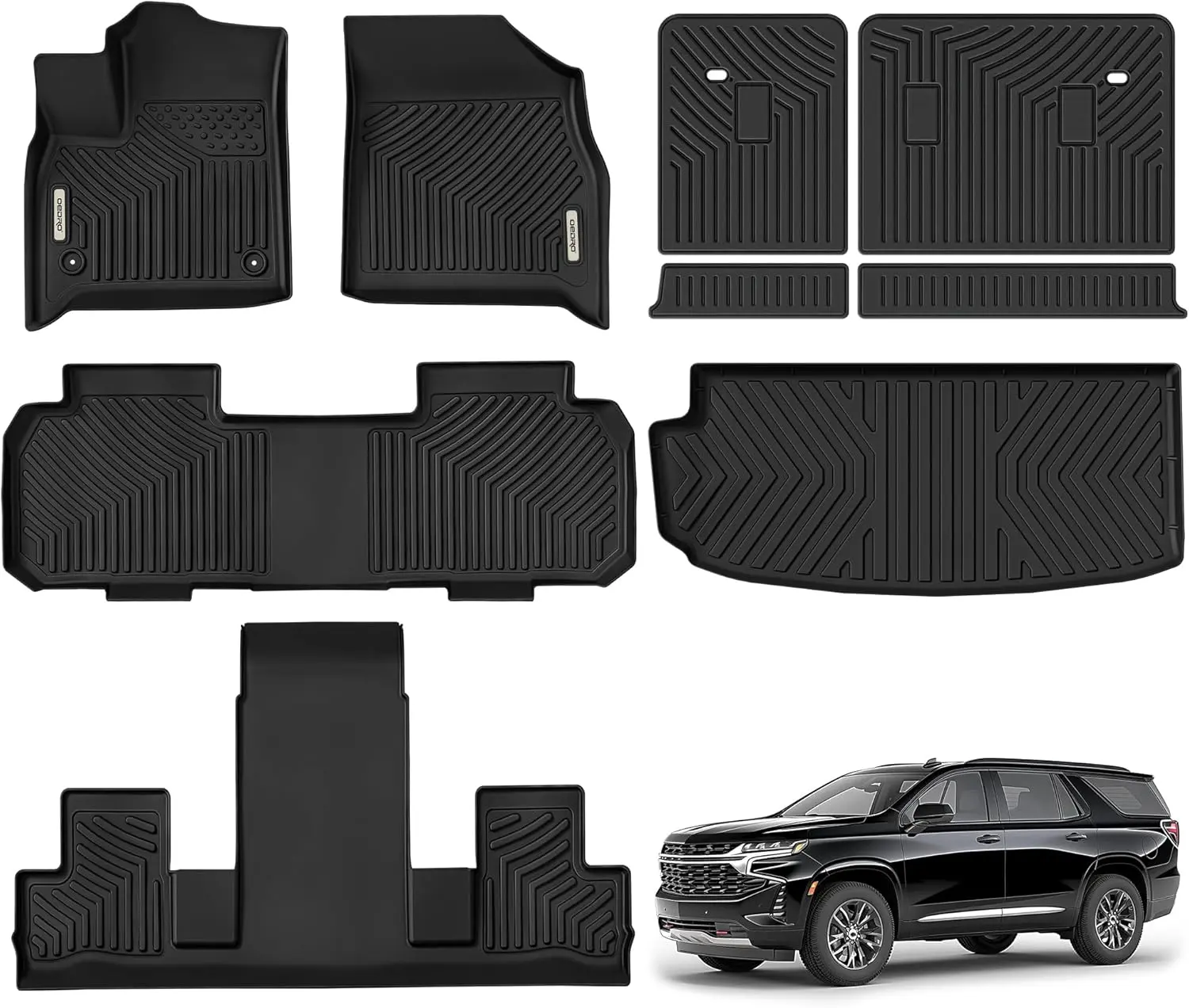 YITAMOTOR Floor Mats & Cargo Mat for 2018-2023 Chevrolet Traverse with 2nd Row Bucket Seats TPE All Weather