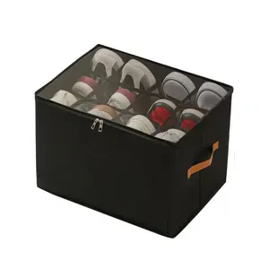 Shoe Organizer for Closet Foldable Shoe Storage Organizer Box with Clear Cover and Sturdy Handles Closet Shoe Storage Bin for Sneakers Sandals Slippers Space Saving
