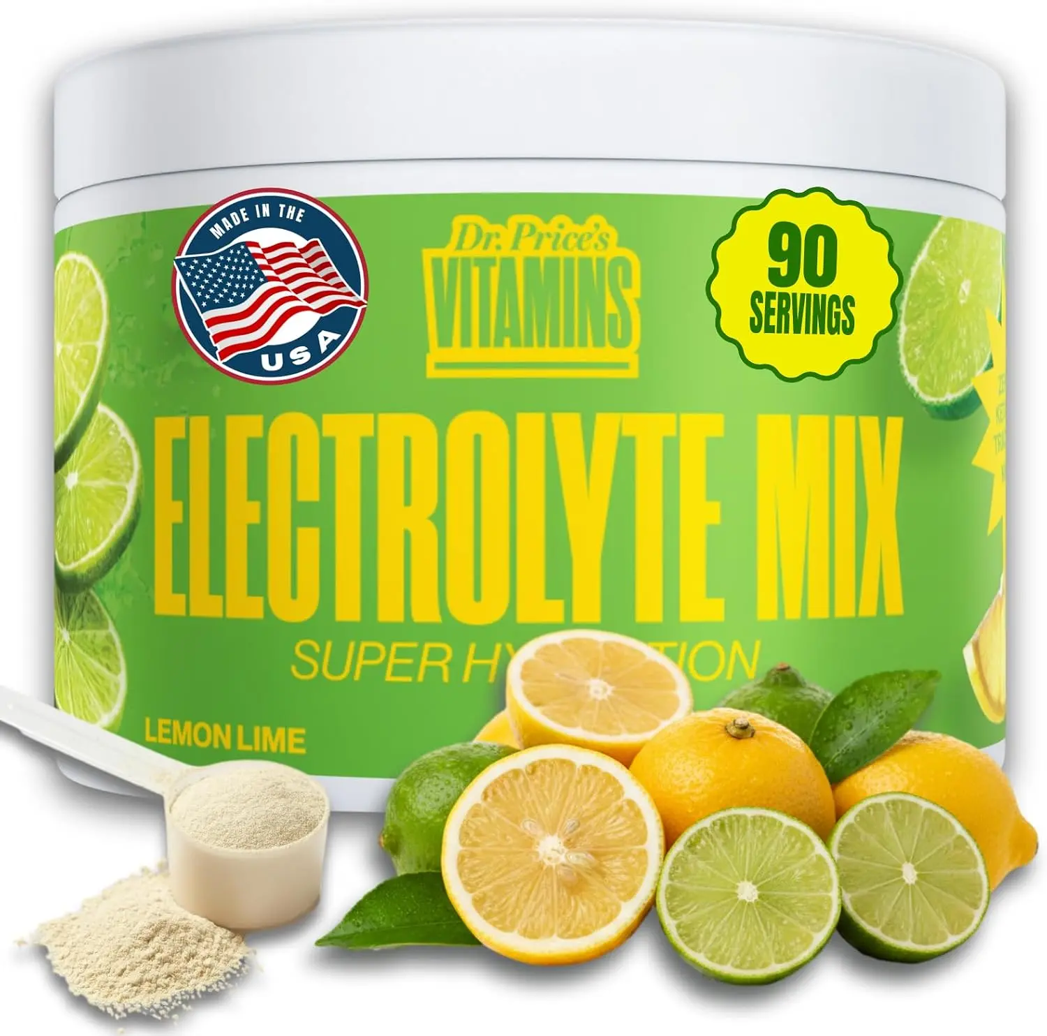 Dr. Price’s Electrolytes Powder Bulk – Lemon Lime, 90 Servings | Sugar Free Hydration Drink Mix with 72+ Trace Minerals, Manganese | Keto Electrolytes | Vegan, Doctor-Formulated, Made in USA
