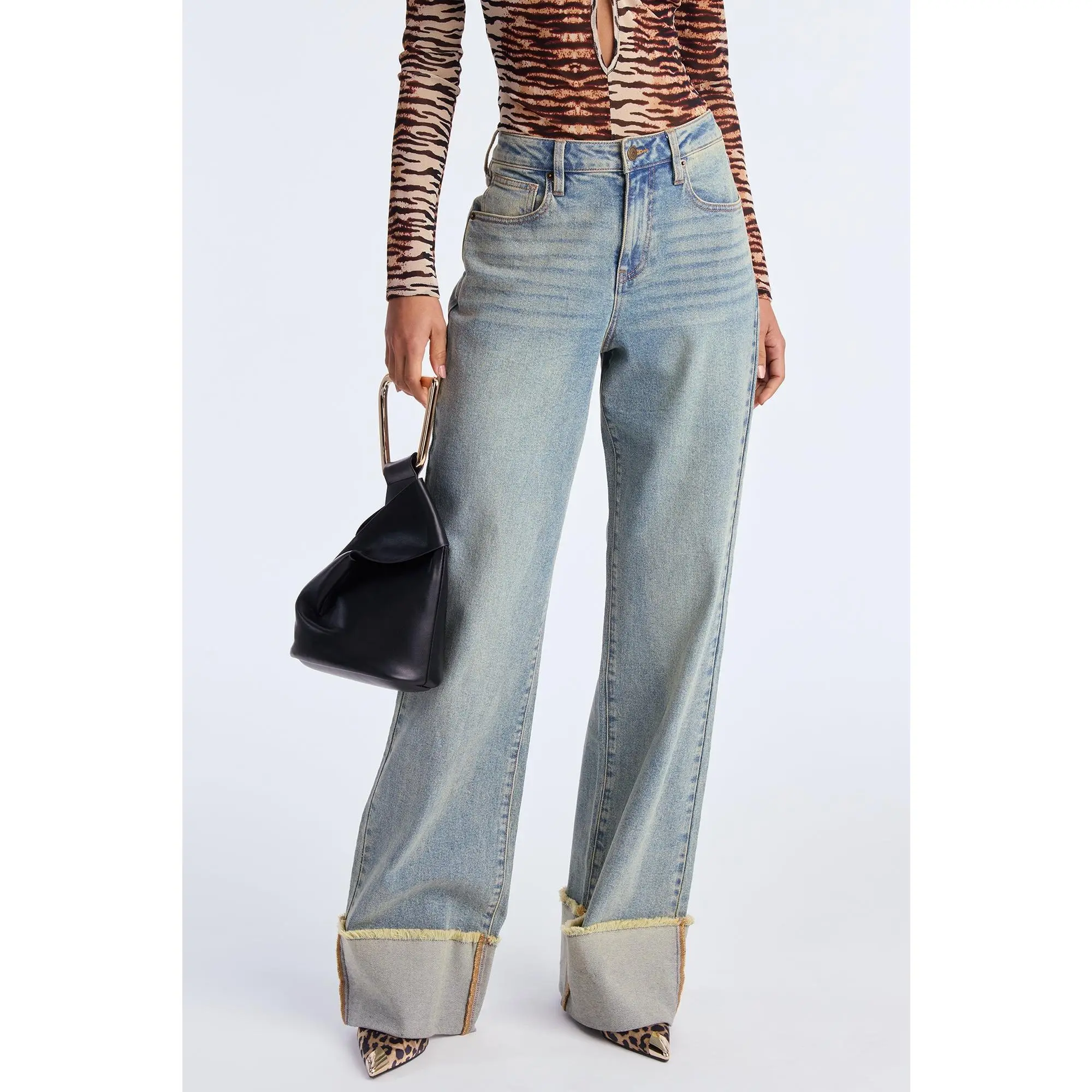 Tall All The While Cuffed Wide Leg Jeans - Vintage Wash