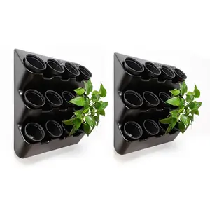 BOXSAND-24 Vertical Wall Planter (24"x50", Black with Round Pots) – Living Wall for 24 Plants, Indoor/Outdoor Vertical Garden System, Easy 4-Screw Install