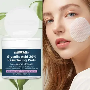 Sumifang 20% Glycolic Acid Cotton Pads, Professional Exfoliation, Brightening, Smooth Skin, Deep Cleansing, 200g
