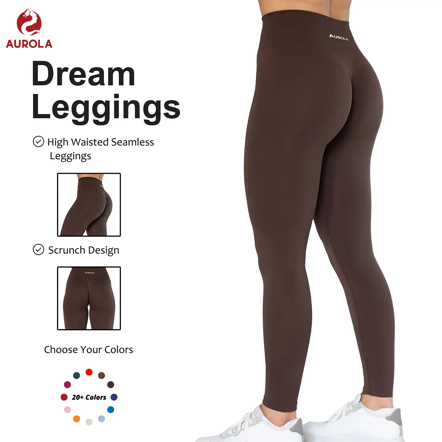 AUROLA Dream Collection Workout Leggings for Women High Waist Seamless Scrunch Athletic Running Gym Fitness Active Pants Skinny Sportswear