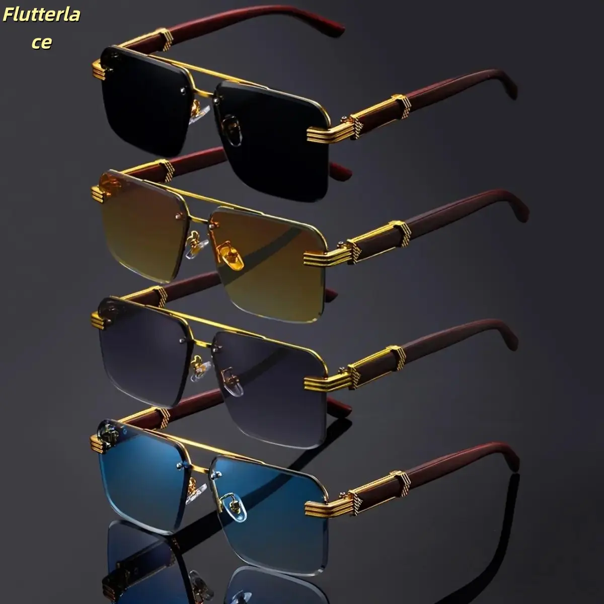 Unisex Retro 4-Piece Mix & Match Eyewear Frames - Oversized Double Bridge, Lightweight Frameless, Square/Round Decorative, Party-Ready Looks, Comfortable (Sports & Outdoor Accessory)