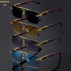 4pcs Unisex Retro Square & Round Glasses, Oversized Double Bridge Design, Lightweight Decorative Eyewear, Trendy Frameless Sunglasses, Perfect for Parties, Casual Outings, Daily Fashion, Men & Women
