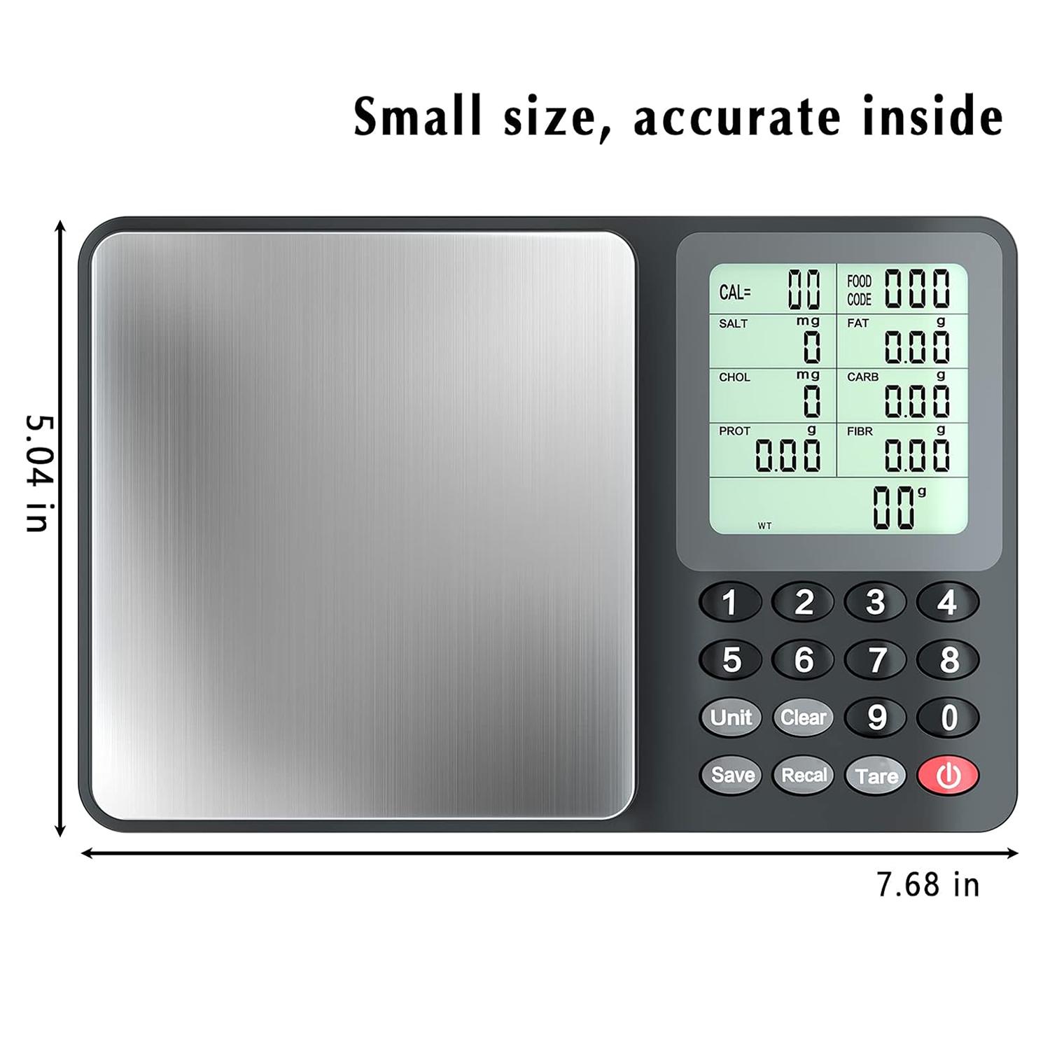 Portable Digital Nutrition Scale 3kg/0.1g, 999 Pre‑Programmed Foods, Calorie Calculator & Nutrient Composition Analysis, Stainless Steel Food Scale for Diet Management (Batteries Included)