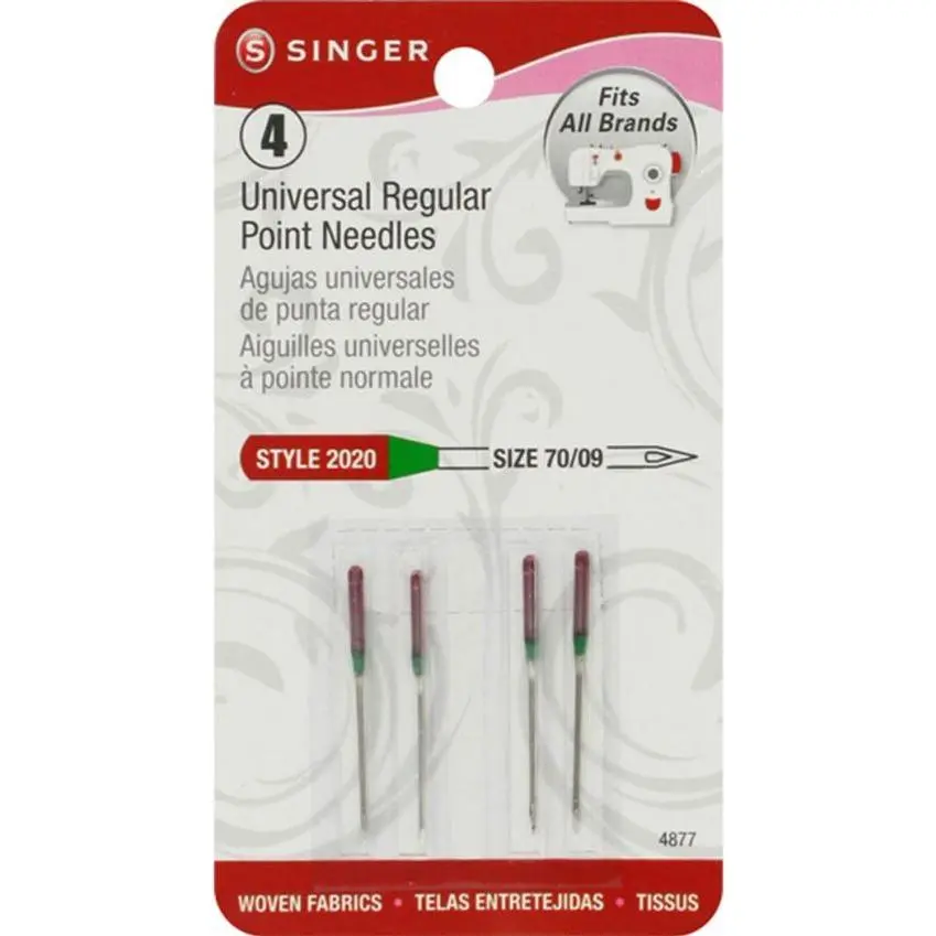 Singer 4pk Universal Size 70/9 Style 2020 Regular Point Sewing Machine Needles 4877