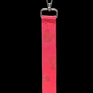 Mickey Red Fabric Key Chain Wristlet  with Silver Clasp for Easy Access