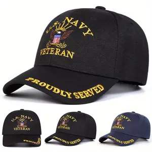 Patriotic Navy Veteran Baseball Cap - "U.S. Navy Veteran" Embroidery, Adjustable Snapback, Lightweight Polyester, Casual Outdoor Hat for Spring & Fall, Travel & Beach Accessories, Travel Headgear| Patriotic Design| Lightweight Hat hats men