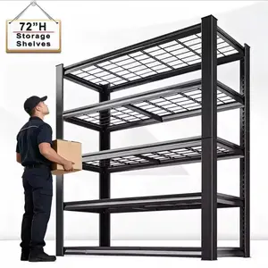 Nnovaroom 72" Adjustable Metal Double-Layer Column Shelving, Commercial-Grade Utility Rack for Warehouse, Basement