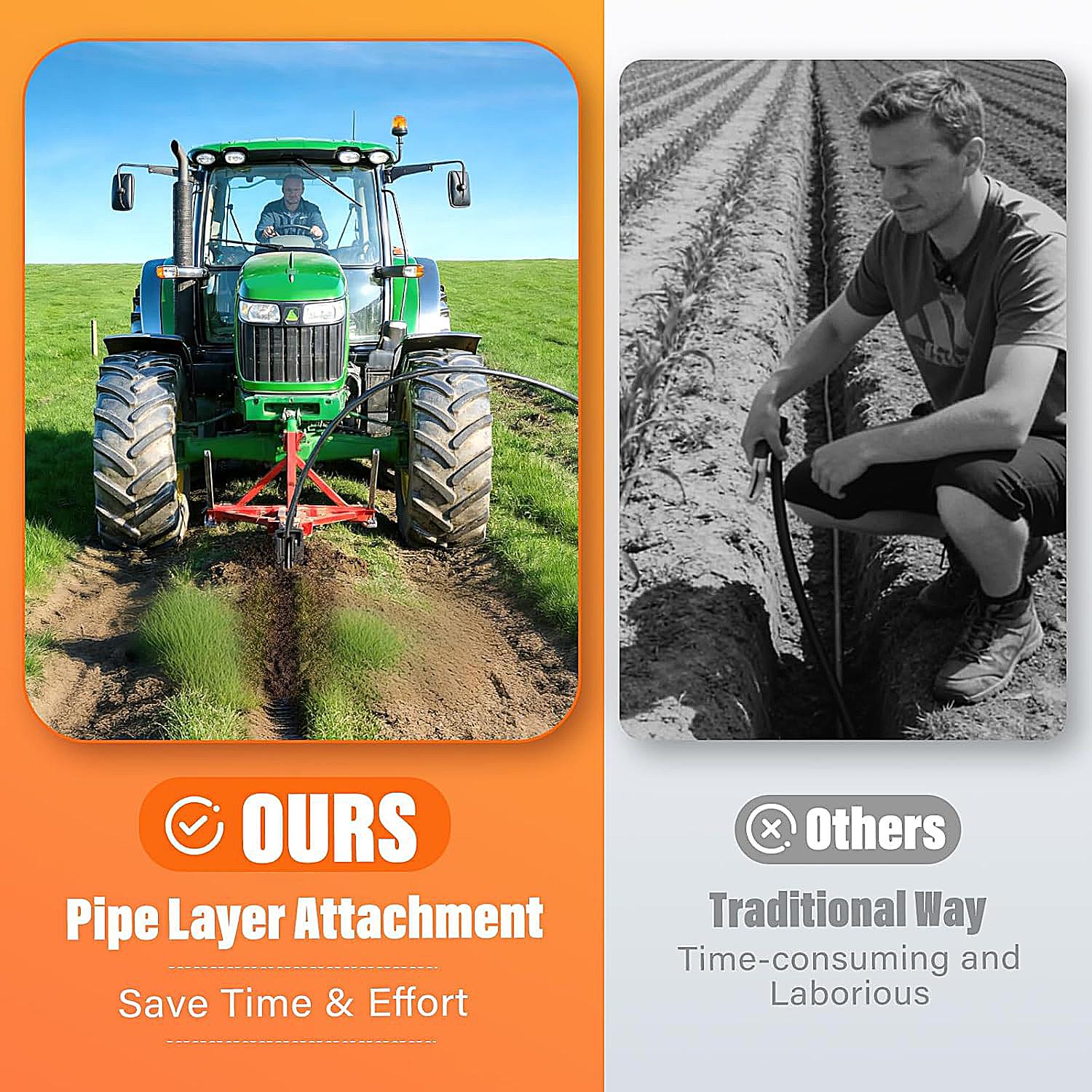 Pipe Layer Attachment Fits Hitch Mounted Ripper Trencher Accessories, Flexible Pipe Laying Tool for 3-Point Lawn Ripper Hitch Lawn Subsoiler for ATV UTV Tractor, Locking Structure Max Dia 1.18'' Pipe Layer Attachment Fits Hitch Mounted Ripper Trencher Accessories, Flexible Pipe Laying Tool for 3-Point Lawn Ripper Hitch Lawn Subsoiler for ATV UTV Tractor, Locking Structure Max Dia 1.18''