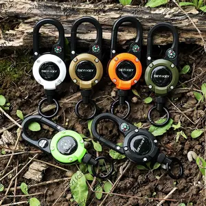 Mountaineering Telescopic Key Chain, 1 Count High Rebound Camping Elastic Rope, Easy To Pull Buckle Hiking Anti-loss Long Rope, Outdoor Accessories