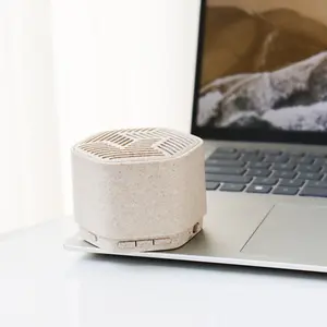 Bluetooth speaker made of bamboo, eco-friendly wheat straw and fabric, mini portable wireless speaker with subwoofer