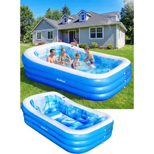 Oversized Thickened Inflatable Pool with Seats and Headrest for Adults, Backyard Swim Center Family Lounge Pool 98x63x21.6IN