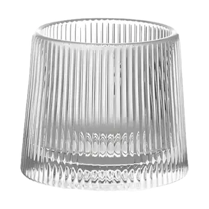 KAWASIMAYA Whiskey Glasses Set of 2 Vertical Striped 150ml Crystal Glass Drinkware for Spirits & Cocktails Elegant & Durable Stylish Mug