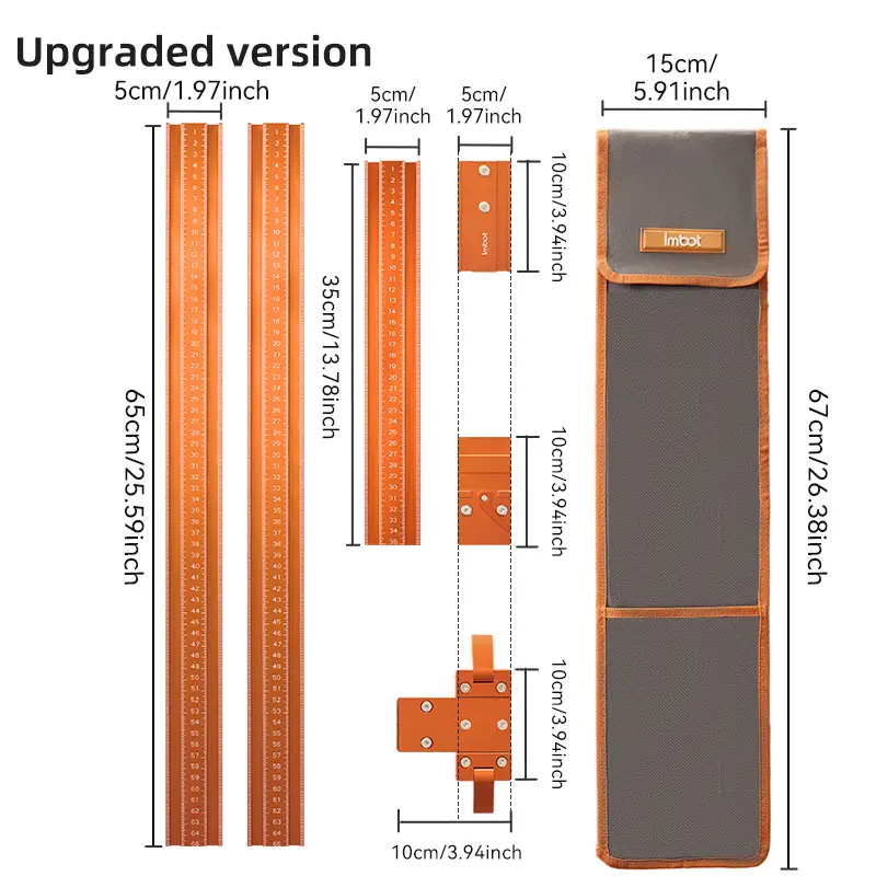 IMBOT Aluminum Multi-function Crosscut Guide Fence Bracket - Precision Straight Edge Guide with Rapid Positioning, Right Angle Fence for Cut-off & Circular Saws, SquareLock Tool for DIY Enthusiasts (Durable, Easy Setup, Versatile)