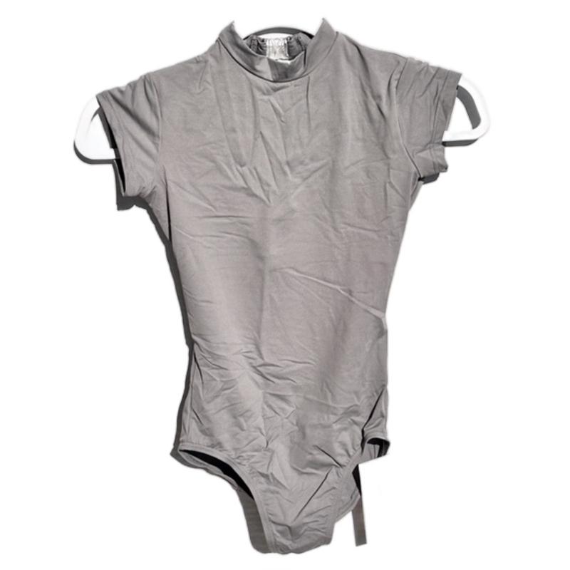 Baltogs mock neck short sleeve leotard tank charcoal gray color dance dancewear adult XS Fluffy Three-Layer
