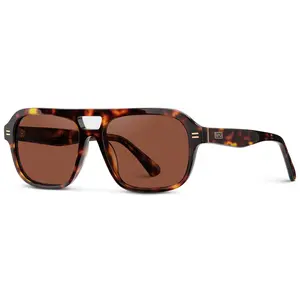 WMP Eyewear Women's Oversized Double Bridge Aviator Sunglasses - Ember Style, Ruby Tortoise Frame, Tinted Red Lenses