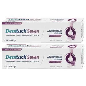 Denture Adhesive, Thermoplastic Denture Adhesive, Up to 7 Days Comfortable, Secure Denture Grip, Cushion and Soft Reliner, Waterproof, Non Glue, Zinc Free, Denture Reliner (Pack of 2)