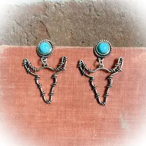 Western Steer Barbed Wire Earrings