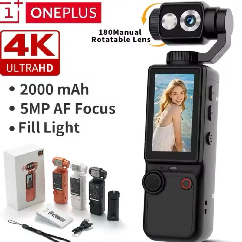 OnePlus 4K HD WiFi Action Camera, Handheld Sports Wearable Device with Selfie Mount