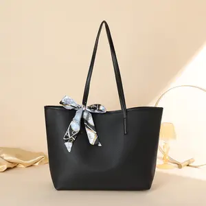 2026 BIGWIG Women's Plain Bow Decor Tote Bag - Casual Lightweight, Large Capacity Waterproof Handbag for Women, High-Quality Daily Commuting Shoulder Bag