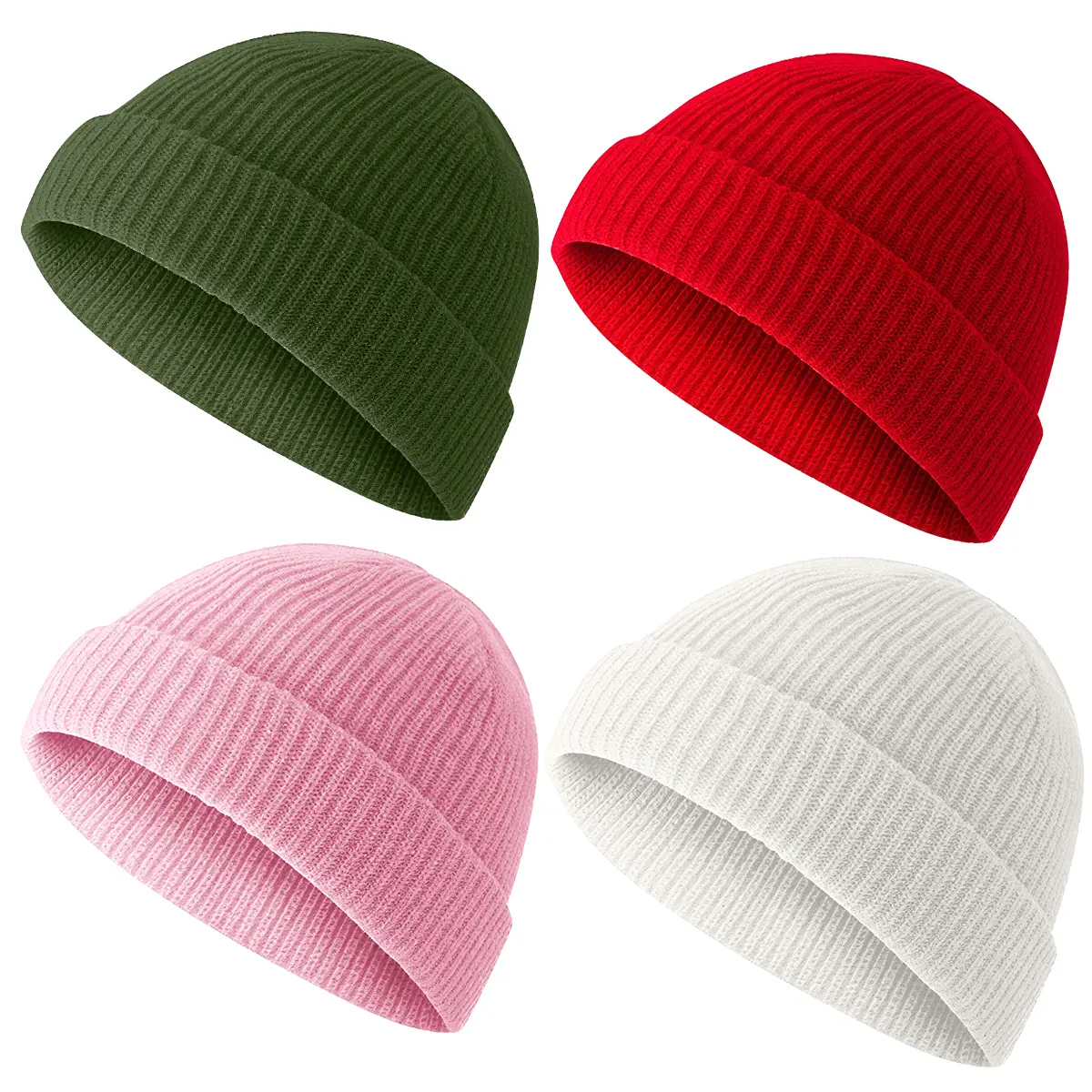 COZOME 2 or 4 Piece men's and women's bucket hats, turn-up caps, short knit caps, rolled-brim brimless caps, bucket hats, unisex