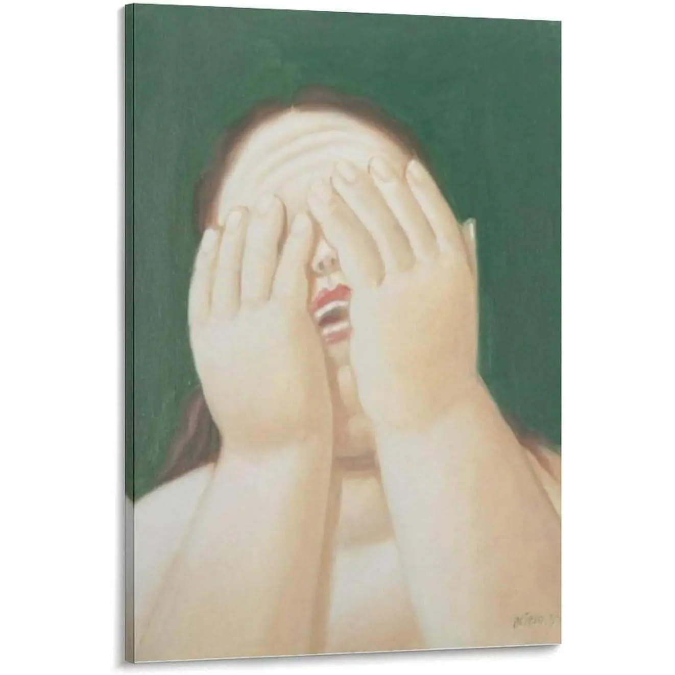 Fernando Botero Crying Woman 1 Picture Print Canvas Poster Wall Paint For Living Room Bedroom Bathroom Painting Frame-style 16x24inch(40x60cm) - Farmhouse Canvas Poster - Farmhouse Canvas Poster Artistic Decor Decoration Photo Ornaments