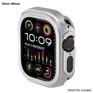 Aluminum Alloy Metal Case for Apple Watch Series 1-11 Se & Ultra 3/2/1 ,the suitable size is 42/44/45/46/49mm.Integrated full-coverage aluminum alloy metal watch case, shockproof and scratch-resistant.   [Watch Not Included]