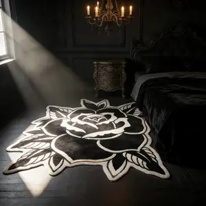 Non-Slip Soft Comfortable Bedroom Water Absorbent Rug, Creative Floral Pattern Bath Mat, Irregular Absorbent Thick Shower Room Foot Pad