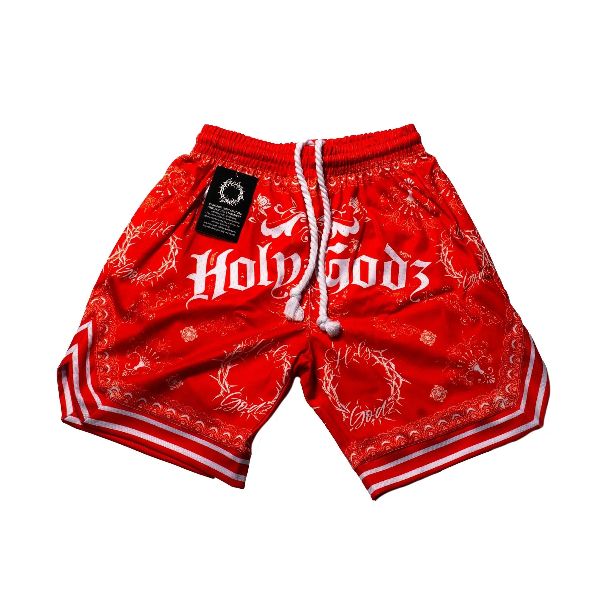 HOLY GODZ UNITY BANDANA SHORTS—RED