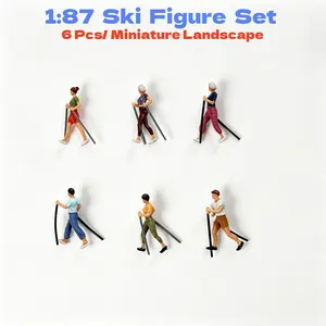 1:87 Scale Miniature Sports Figures Model Set, 6-Piece Train Layout Scene, Sandbox Landscape Accessories, DIY Decor, Holiday Gift