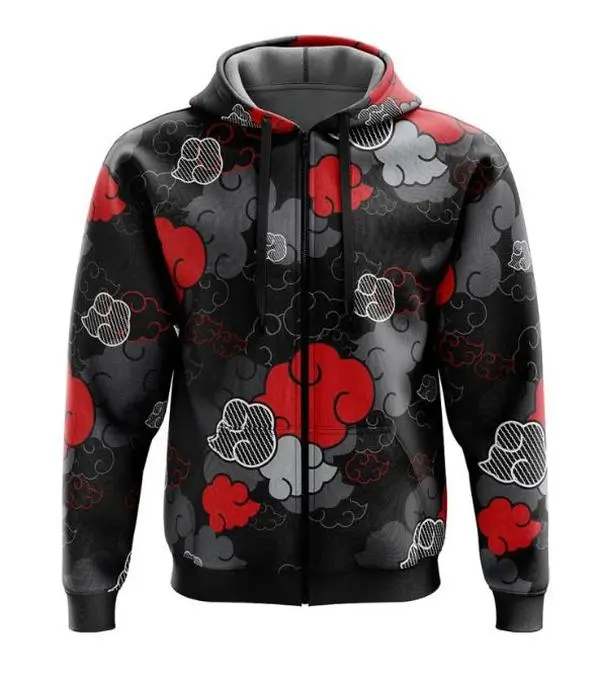 [FREESHIP] Akatsuki Zip Hoodie Jacket, Anime fan zip up hoodie, Perfect for Fall & Winter with Fitted Design, Soft Comfortable Hoodie, Unisex & Adult #anime #hoodie #jacket #menwear #sweatshirt