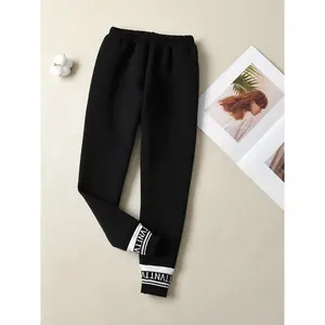 2-Pack Girls' Thermal Leggings - Winter Pants with Non-Slip Grip, Beige/Black/Gray/, Stretchy Tight-Fit for Toddler & Little Girls, Everyday & Special Occasions - Easy-Care Bottoms, Seasonal Wear, Geometric Pattern, Cozy Material, Kids' Bottoms, Kids' Fas