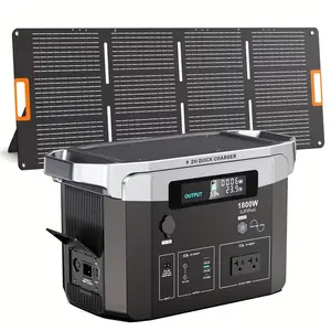1800W + 200W Solar Panel Portable Power Station, 1536Wh Backup Lithium Battery, Solar Generator for Outdoors Camping Travel Hunting Blackout (Solar Panel Optional)