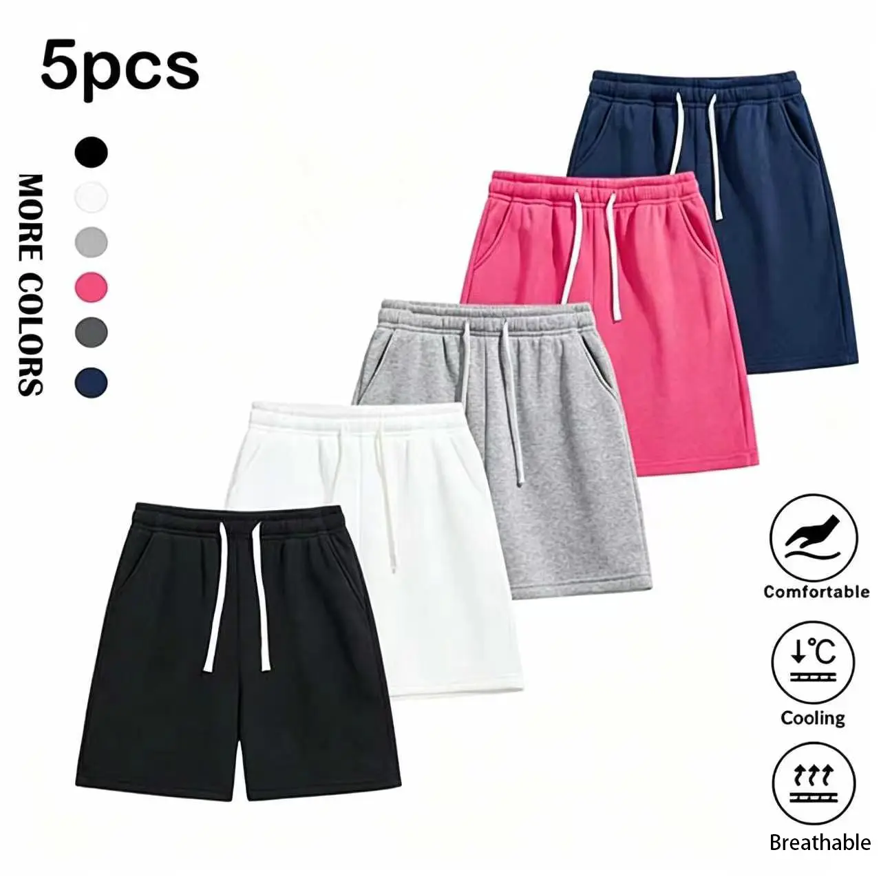 Men's 5 Pack Breathable Sports Shorts Drawstring Elastic Waist Casual Sweat Shorts With Pockets Summer Cool Comfortable Fitness Athletic Shorts,clothes for back to school,first day of school outfits