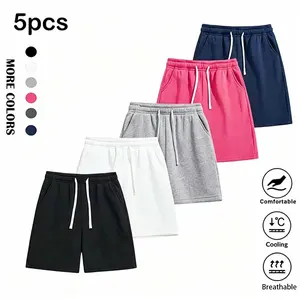 Men's 5 Pack Breathable Sports Shorts Drawstring Elastic Waist Casual Sweat Shorts With Pockets Summer Cool Comfortable Fitness Athletic Shorts