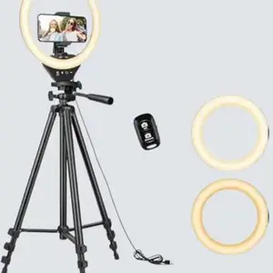 Sensyne 10'' Ring Light with 50'' Extendable Tripod Stand, LED Circle Lights, Compatible with Smartphones, Selfie, Makeup, YouTube, TikTok Mechanical
