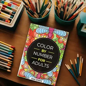 Summervibes DIY Coloring Book, 75 Color‑By‑Number Art Pages for Adult Relaxation, Great Gift Idea for Stress Relief
