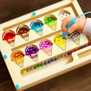 Wooden Color & Number Matching Ice Cream Maze Toy, 1 Set Colorful Counting Maze Puzzle Board Toys, Educational Learning Toy for Boys & Girls, Montessori Puzzles Gift