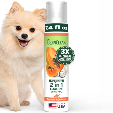 TropiClean Papaya +  Coconut No Rinse Pet Shampoo, 7.4oz