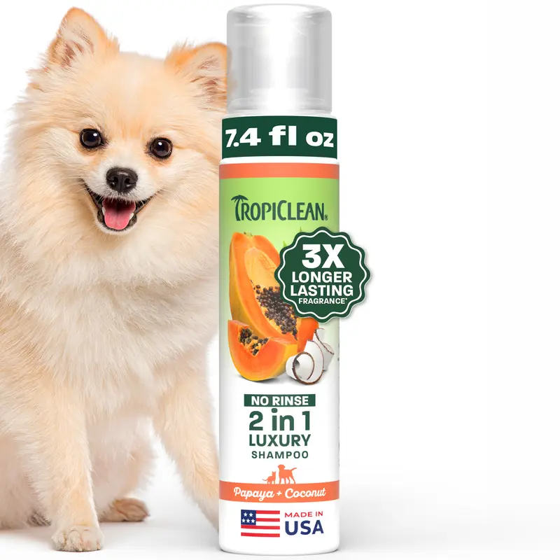 TropiClean Papaya +  Coconut No Rinse Pet Shampoo, 7.4oz