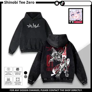 Neon Genesis Evangelion EVA Unit 01 Washed Vintage Graphic Tee Tanktop Sweatshirt Hoodie Oversized Anime Streetwear Harajuku Black Distressed Unisex Cotton Shirt