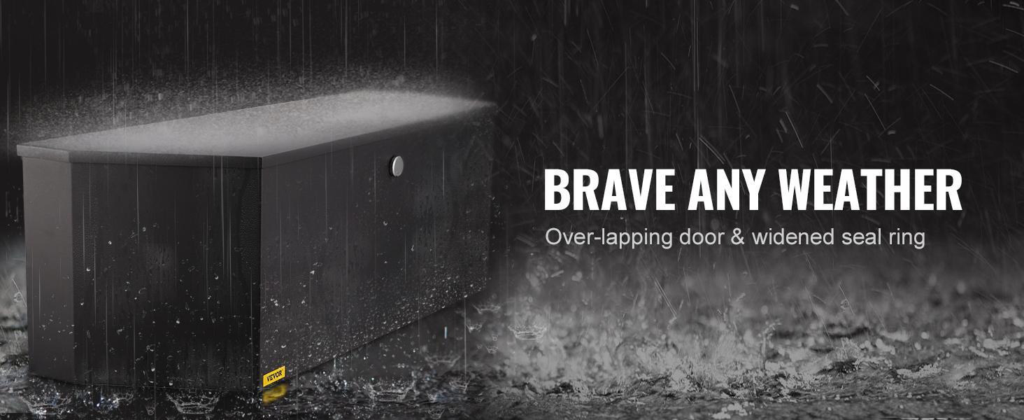 VEVOR Trailer Tongue Box, TikTokShopBlackFriday, Carbon Steel Tongue Box Tool Chest, Heavy Duty Trailer Box Storage with Lock and Keys, Utility Trailer Tongue Tool Box for Pickup Truck Bed, RV Trailer, 36"x12"x12", Box Storage for various vehicles