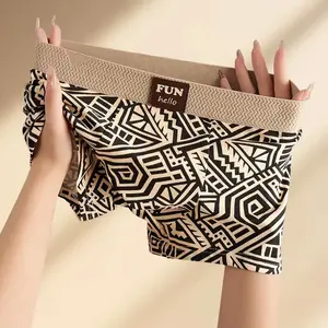 Men's Premium Cotton Boxer Briefs Geometric Pattern Design Breathable Mesh Panel Seamless Waistband Moisture-Wicking Underwear 3 Pack